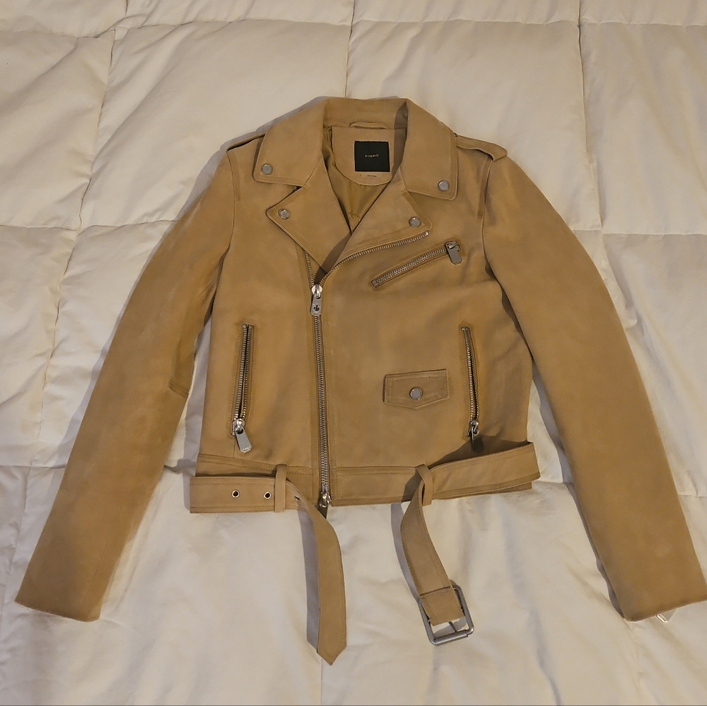 NWOT Pinko Suede Moto Jacket